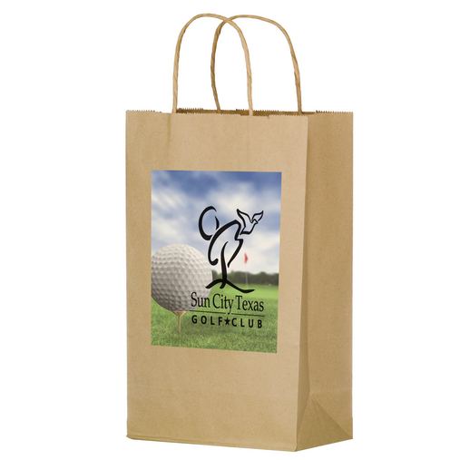 Custom Printed Natural Kraft Paper Shopper Tote Bag w/Full Color (10"x5"x13") - Color Evolution - 1N10513-CE